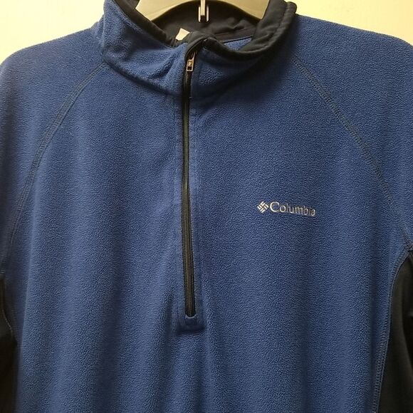 COLUMBIA Lightweight Men's Blue/Black Half zip Fleece Pullover SZ Large - Picture 2 of 4
